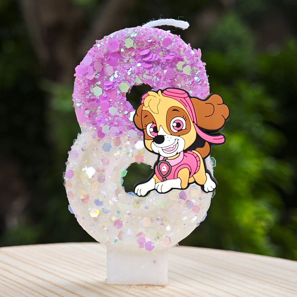 Paw Patrol Kaars 0-9 Nummer Kaars Paw Patrol Stripfiguur Party Cake Plug-in Verjaardagstaart Decoratie Kraamcadeau