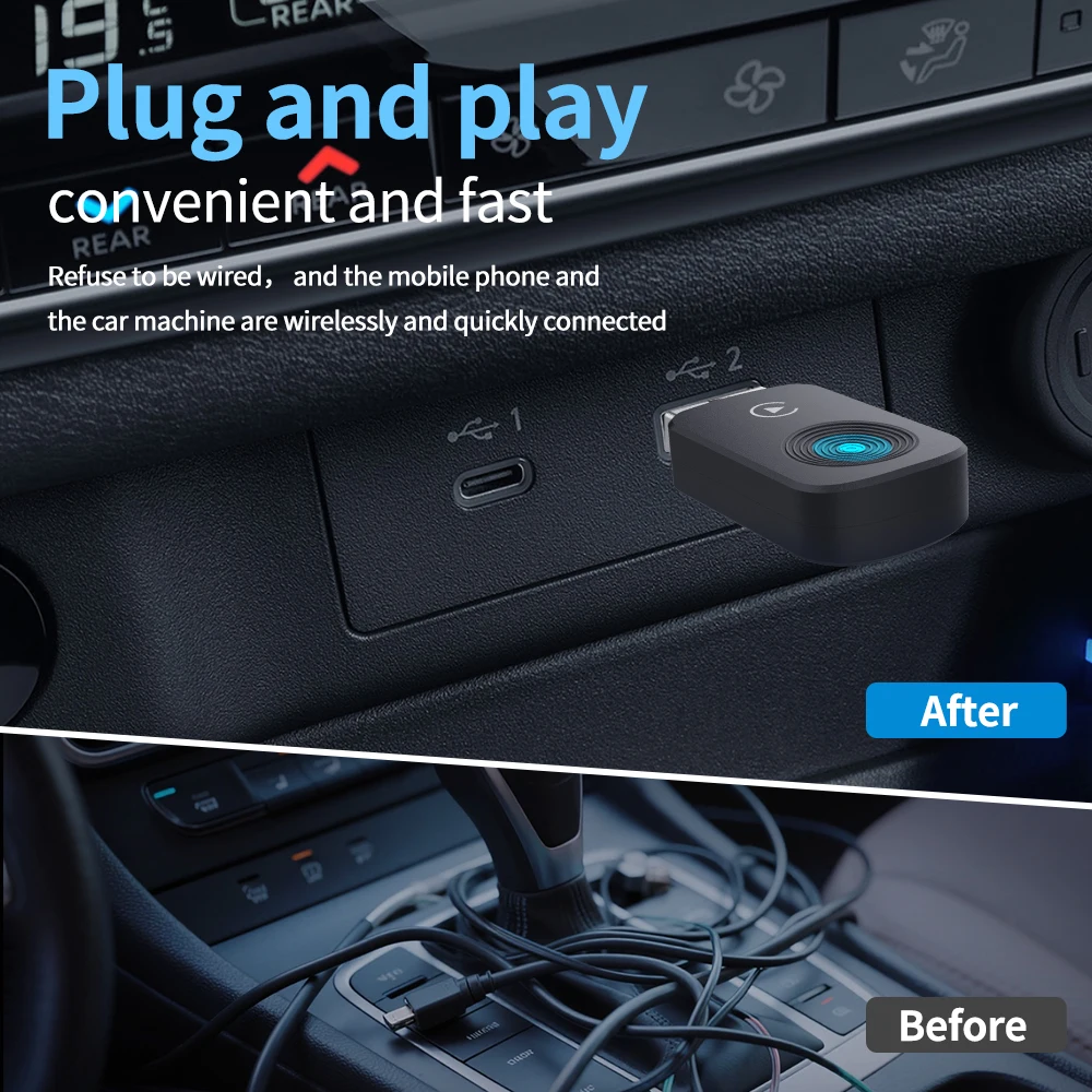 محول Carplay اللاسلكي Android Auto 2025 الصغير، التوصيل والتشغيل يناسب السيارات من 2016 وiPhone IOS 10+ وAndroid 11+، 2 في 1 - K8 MINI