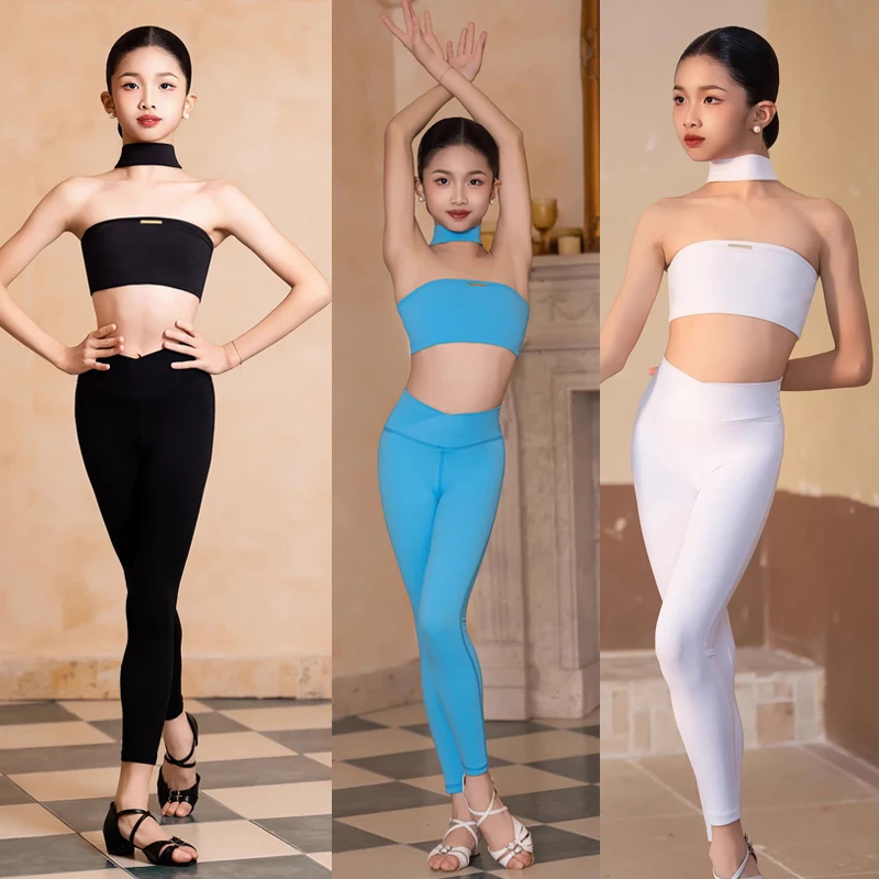 

3-цветные костюмы для соревнований по латинским танцам, облегающие брюки для латинских танцев для девочек, детский профессиональный костюм для латинских танцев DW10568