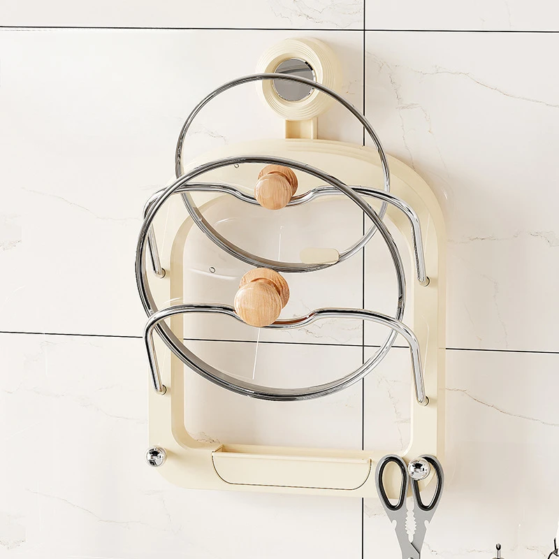 

Suction Cup Pot Lid Holder Wall-Mounted Pot Lid Holder Punch-Free Kitchen Storage Rack Multi-Purpose Storage Rack Cutting Board