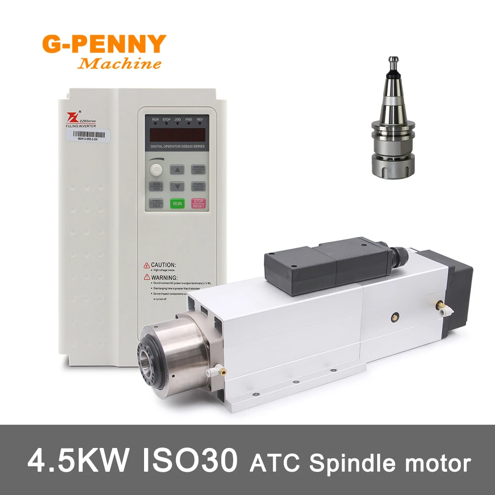 G-Penny 4.5kw ATC Spindle Automatic Tool Change 220v / 380v Air Cooled Spindle Motor and 5.5KW BD612 Motor Speed Controller