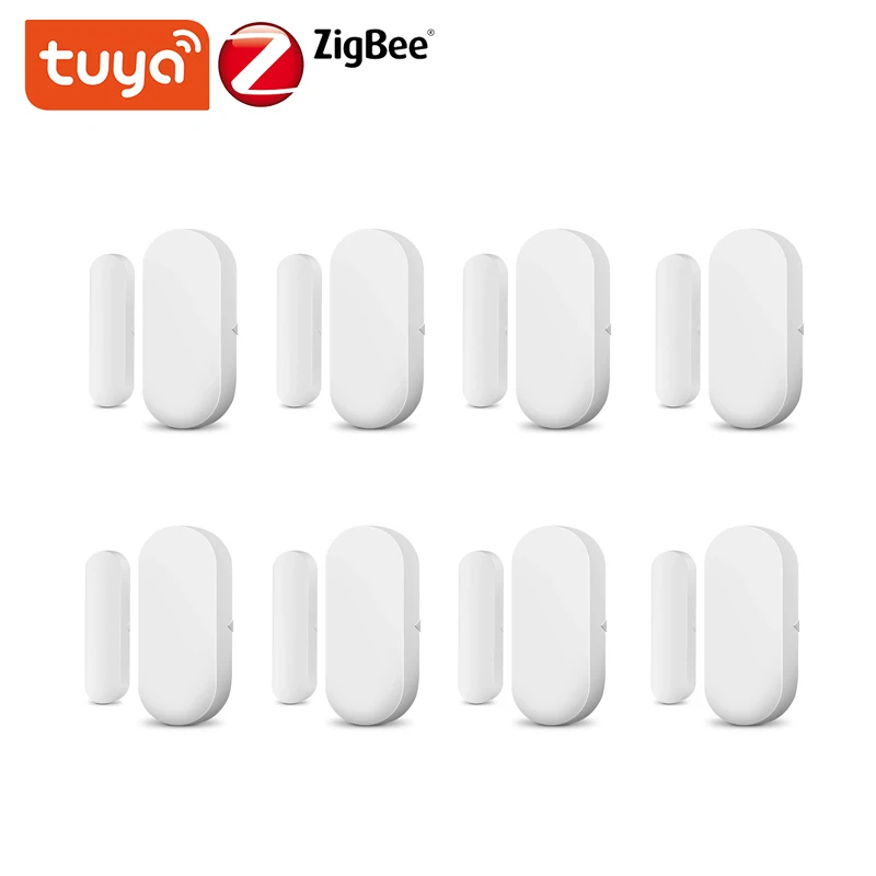 

8pcs Tuya Zigbee Door Window Sensor Magnetic Contact Switch Detecting Open Close Tuya App Monitor with Tamper Switch Button