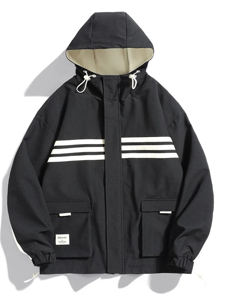 

Jacket Men's Workwear Trendy Hooded Windproof Waterproof Spring Autumn Casual Coat for Hiking Camping Fishing Outdoor 2025