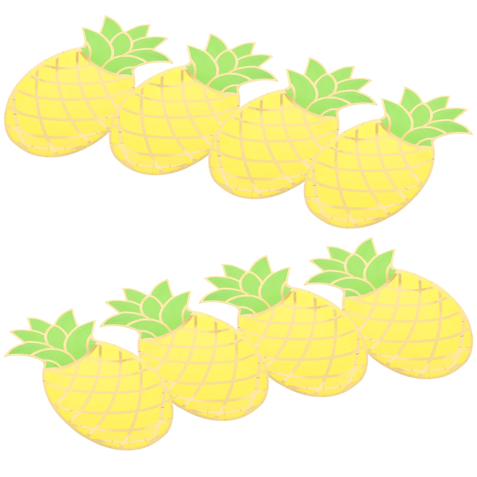 

8 Pineapple Plates Disposable Party Supplies ange Green Food Safe Dessert Trays Birthday Serving Fruits Cookies Snacks Cake