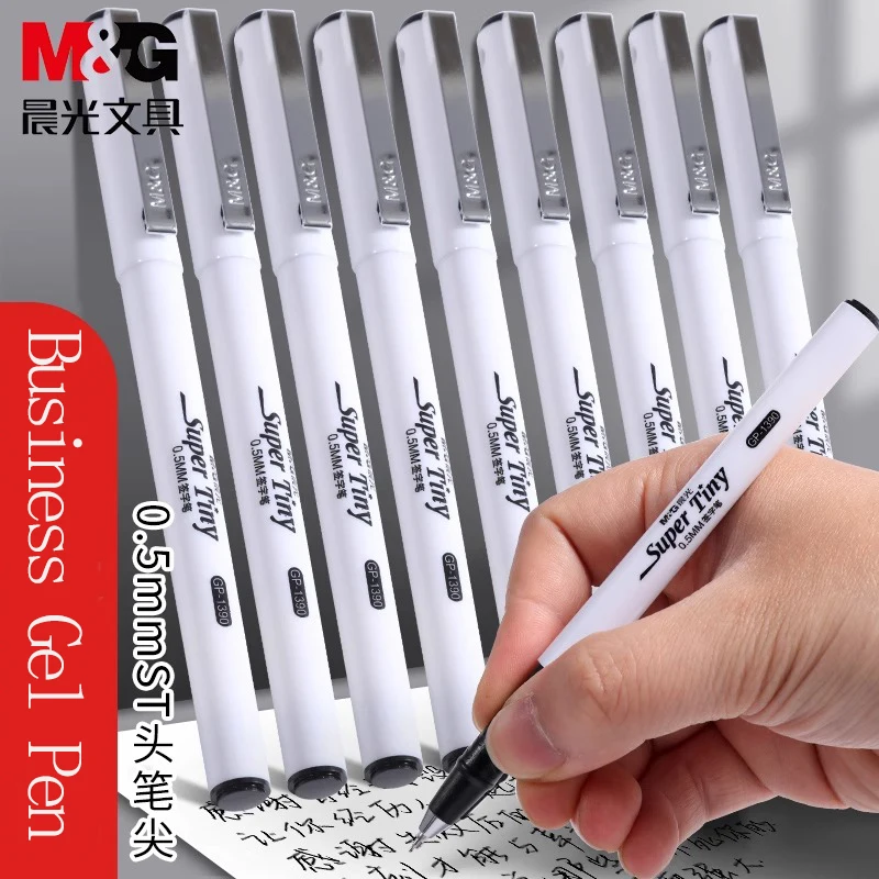 

Гелевая ручка M&G с белым корпусом для бизнес-офиса, экзаменационная ручка 0,5 мм, черная/синяя, многоразовая