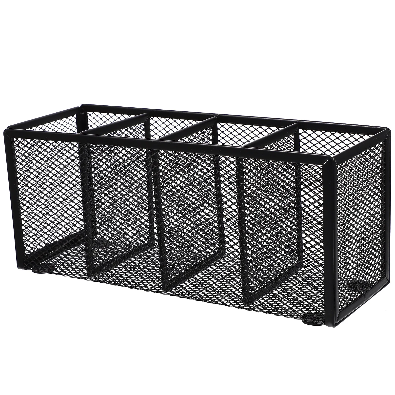 Iron Desktop Pen Holder Stationery Storage Box with Mesh Design for Office Home Bedroom Bathroom Makeup Organizer