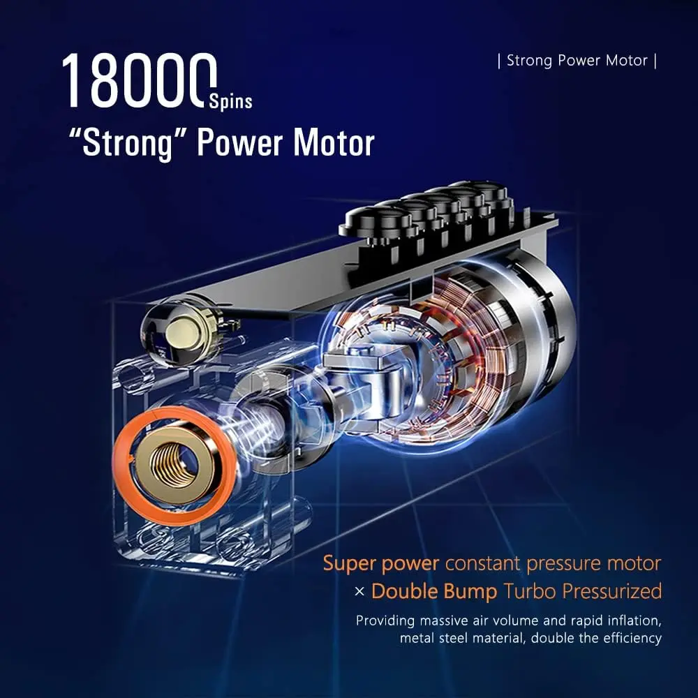 Compressor de ar portátil STP12 1200A com partida de salto, 12000mAh, inflador digital de 150 PSI, banco de potência para motores de gás 8L/5L