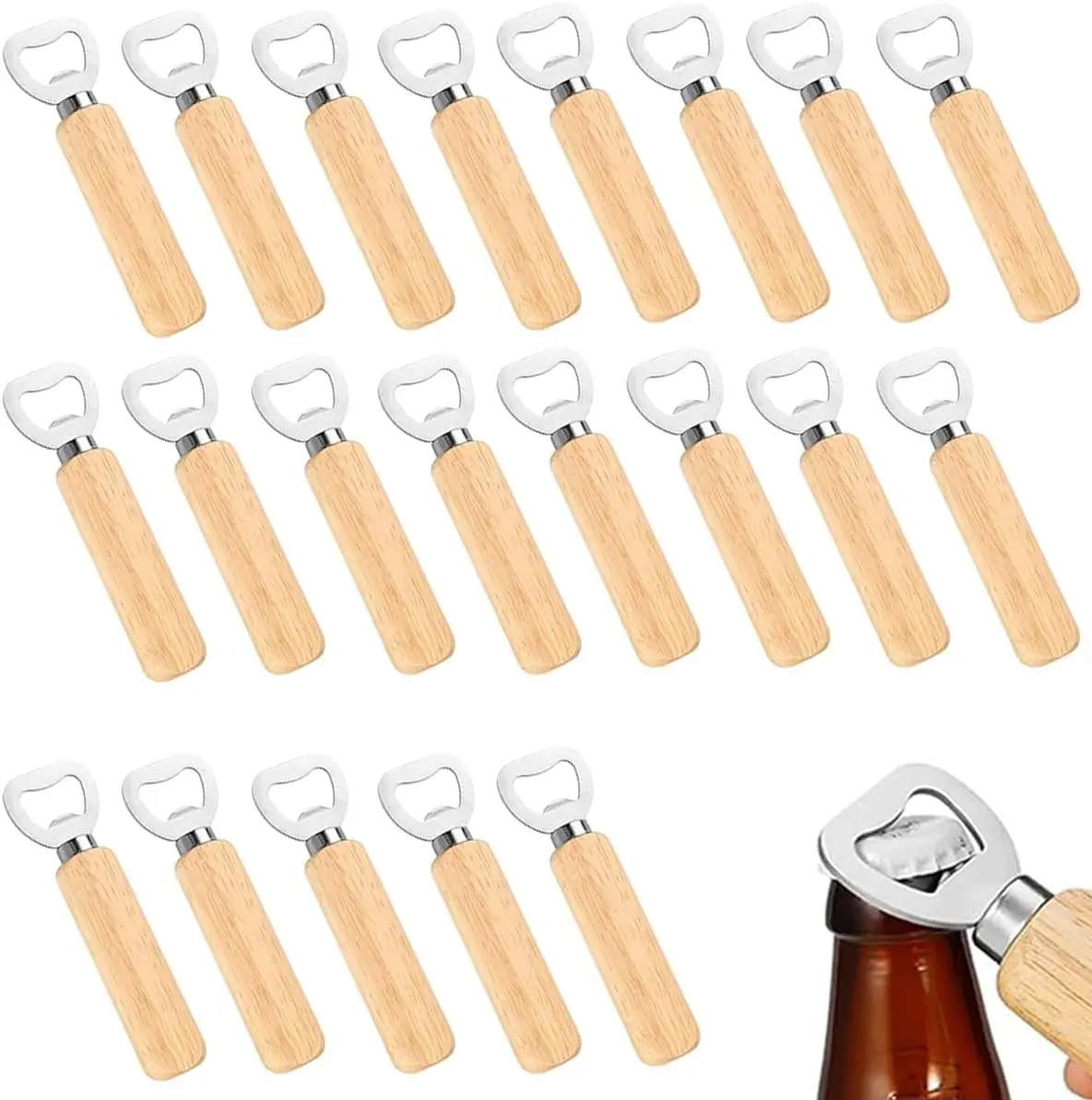 Dofiki-set bestaande uit 25/50/100/200 houten flesopeners - het ideale cadeau voor mannen en bierliefhebbers