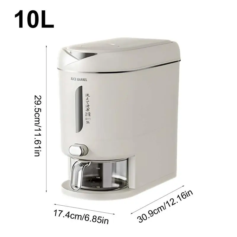 10L 20L Large Capacity Rice Dispenser Storage Container Sealed Grain Cereal Dispenser Storage Box with Lid Measuring Cylinder