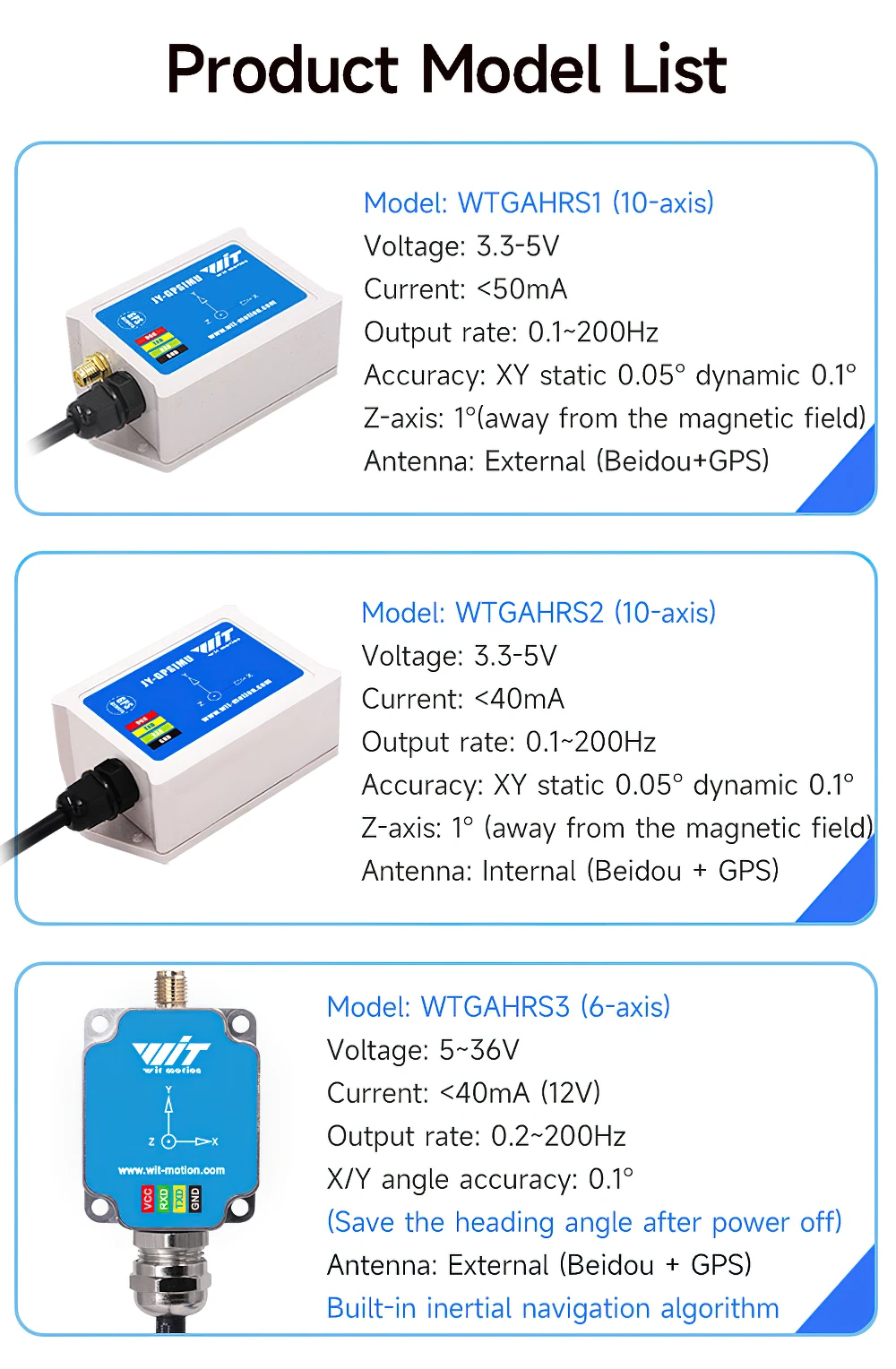 Industry-Grade Beidou WTGAHRS2 10-axis GPS-IMU Accelerometer+Gyros+Angle(XY 0.05°)+Magnetometer+Air Pressure+Latitude+Longitude