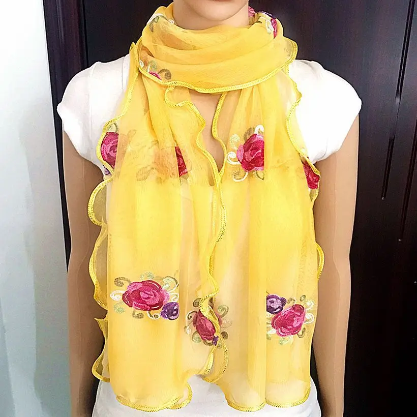 Gegolfde sjaal voor dames Lang borduurwerk Veelzijdige moslimgaassjaal Modieuze danssjaal Trendy