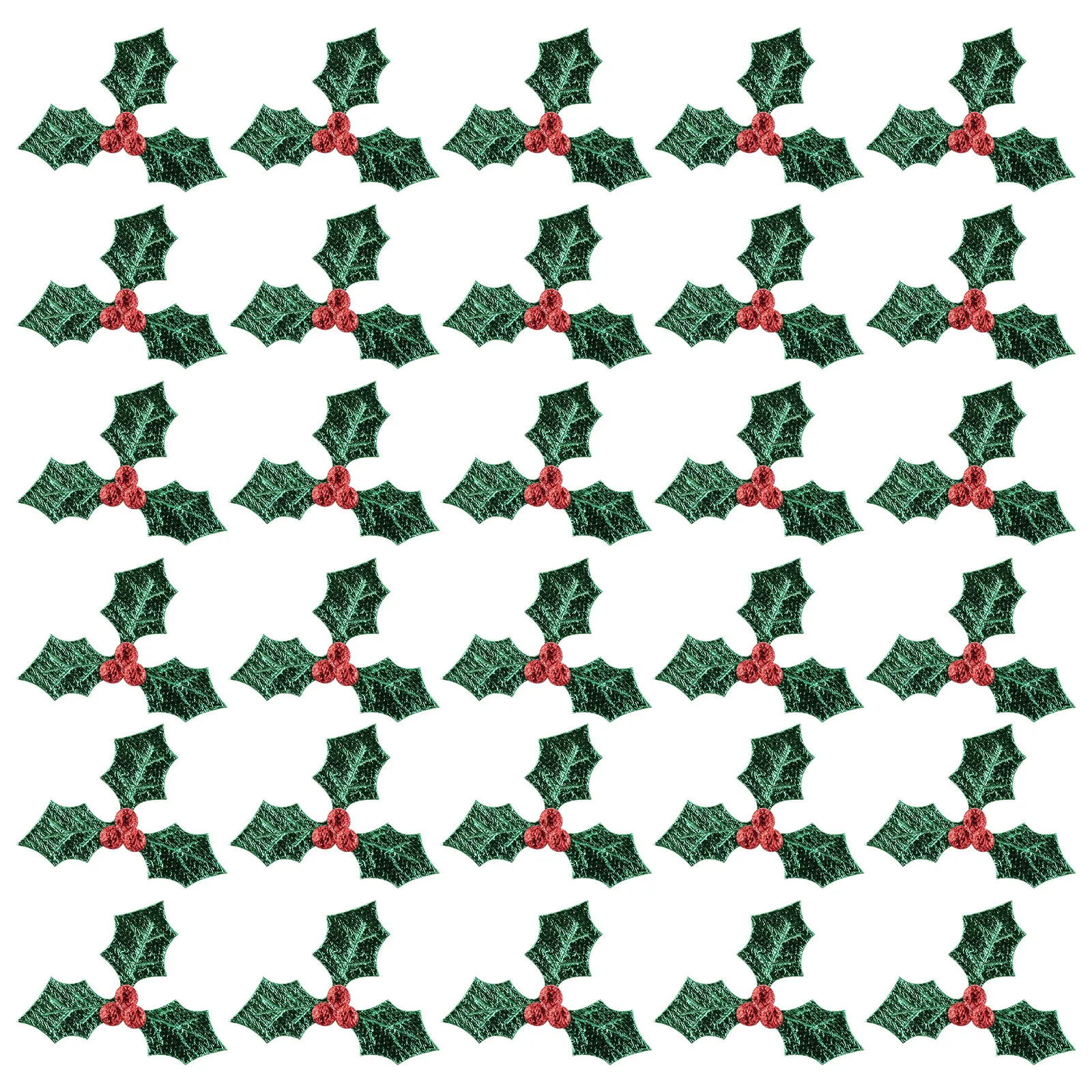 

100pcs Christmas Headwear Artificial Holly Berry Green Leaves 5Cm Decor For Costume Party Home Wedding Diy Holiday Embellishment