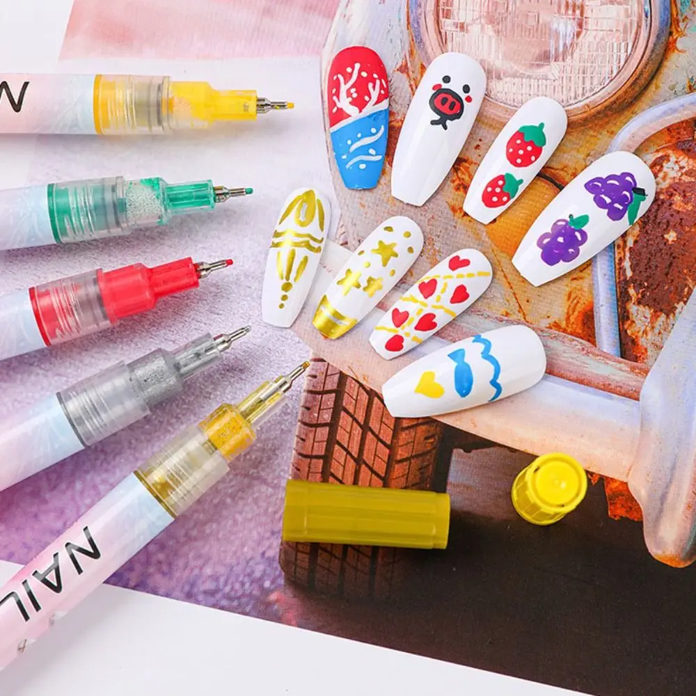1pc/4pcs/12pcs Colourful Waterproof Nail Art Graffiti Pen DIY Abstract Line Nail Art Drawing Pen 3D Manicure Tool Painting Liner