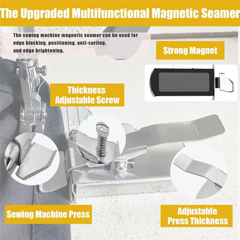

A21R-5PCS Magnetic Seam Guide And Sewing Rolled Hem Presser Foot Set, Sewing Machine Magnetic Hemmer Guide
