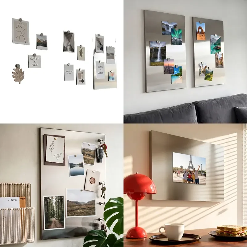 for Magnetic Stainless Steel Frameless Hanging Pictures Refrigerator Stickers Memo Display Boards Modern Simple Room Layout