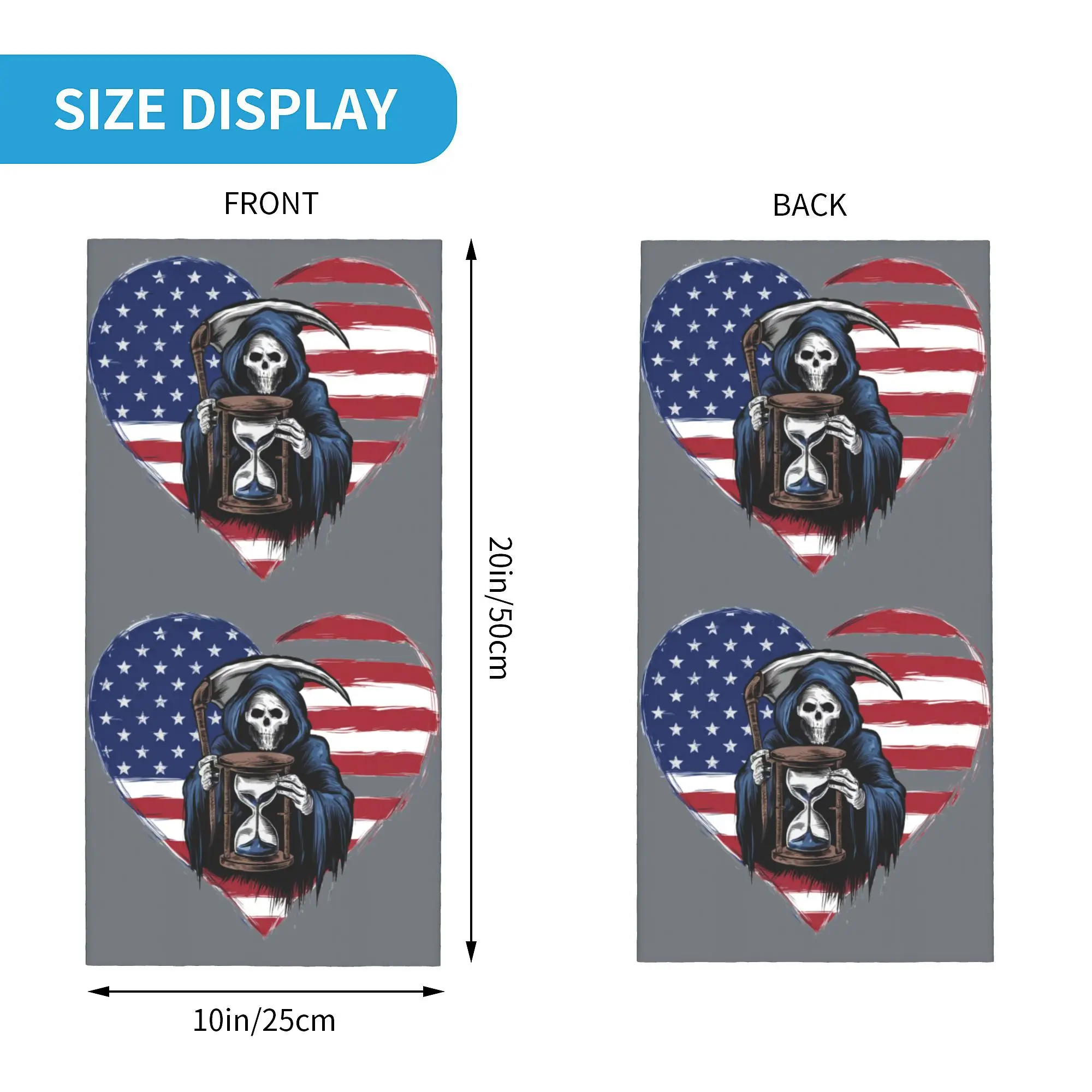 Custom Skull America Flag Heart Winter Headband Neck Warmer Women Men Hiking Running Tube Scarf  Face Bandana Gaiter