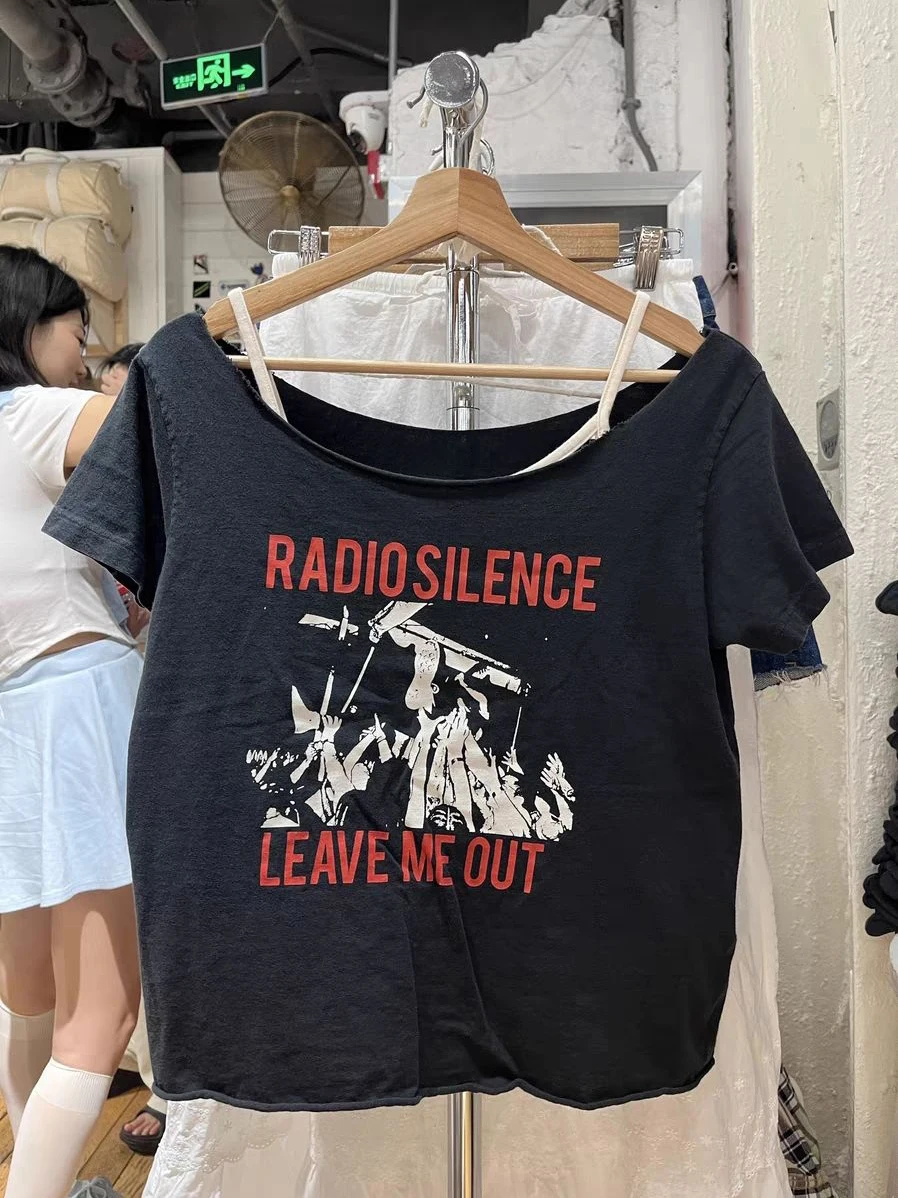 

Женская винтажная футболка с графическим принтом и надписями, укороченный топ с необработанным краем и вырезом-лодочкой, короткий рукав, летняя уличная повседневная футболка в стиле Y2K