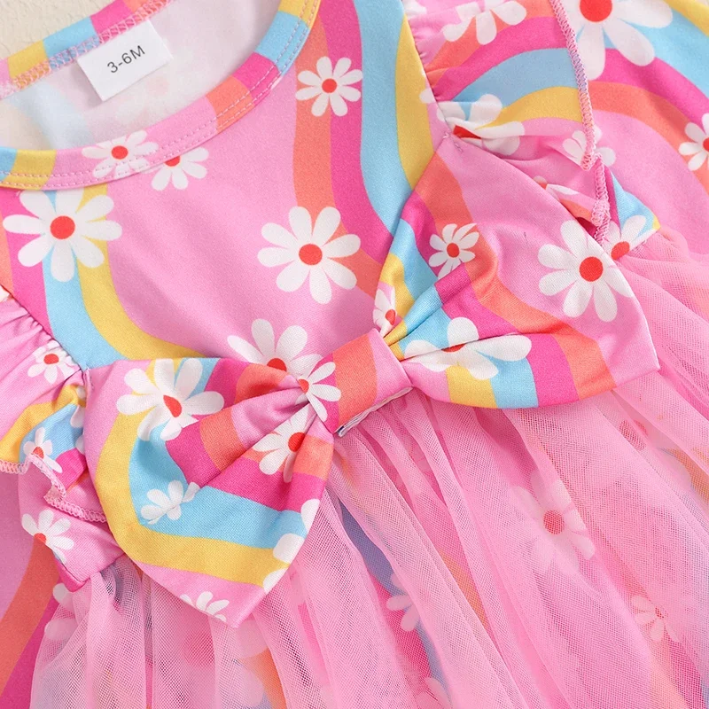 0-18M Spring Autumn Newborn Baby Girls Rompers Clothes Floral Print Ruffles Long Sleeve Bowknot Tulle Jumpsuits Headband Outfits