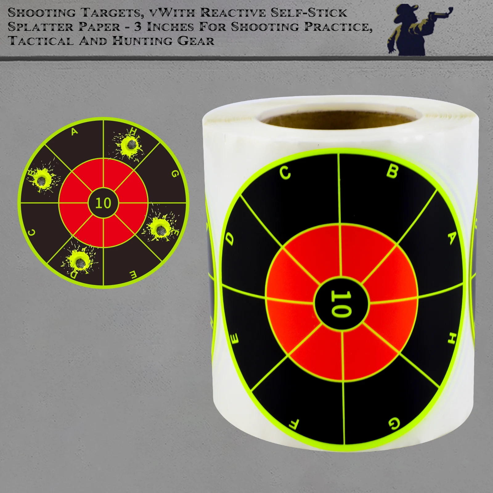 200 pezzi pennarelli per lettere rotondi da 3 pollici adesivi per schizzi per esercitazioni di tiro forniture per allenamento bersagli adesivi etichette a colori fluorescenti (può essere utilizzate per la pratica della vera pistola e la pratica della pistola ad aria compressa) bersagli da tiro