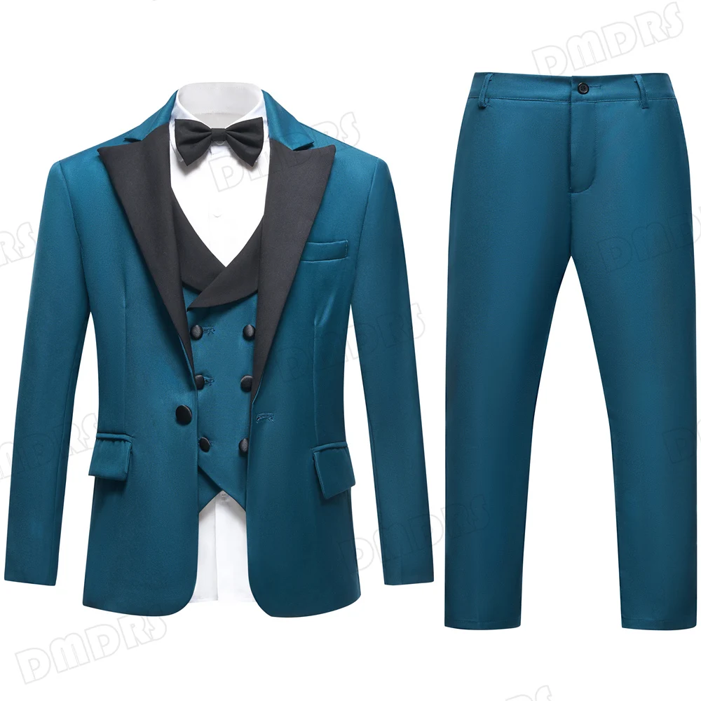 DTLumika طقم بدلة للأولاد مكون من 4 قطع ذروة طية صدر السترة بزر واحد مناولة للأطفال بدلة رسمية للأطفال من عمر 3 إلى 14 سنة بدلة شحن سادة 24 ساعة #2