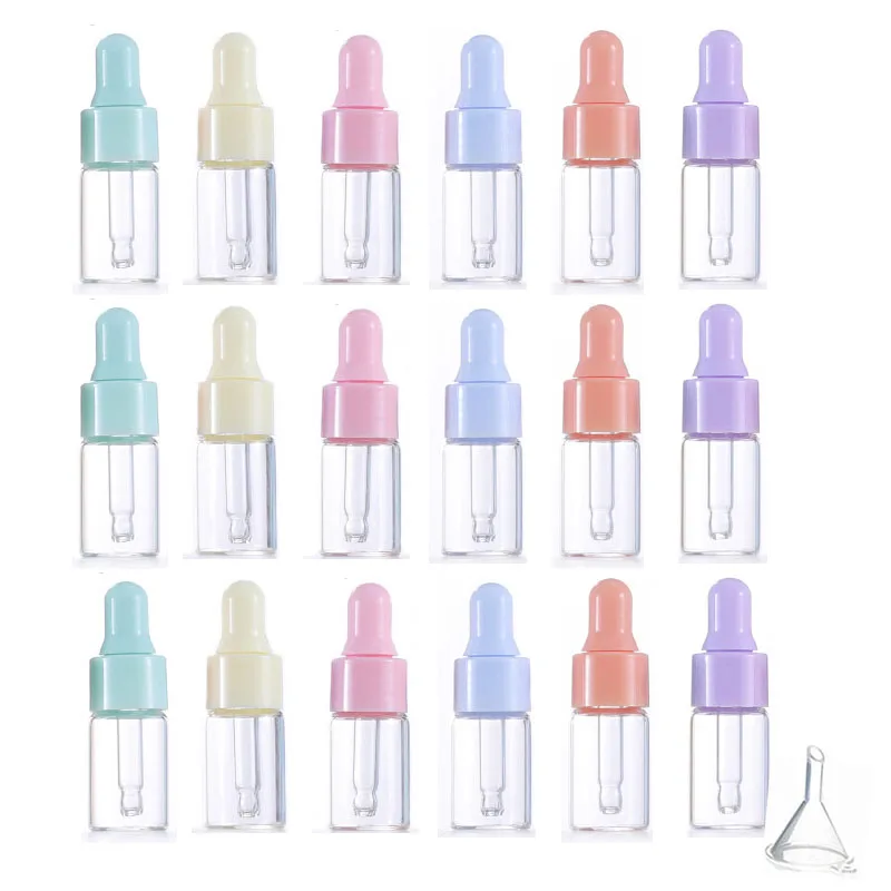 50pcs/100pcs 2ml 3ml 5ml Glass Dropper Bottle Empty Clear Glass Sample Dropper Bottle With Dropper Pipettes For Massage Oils