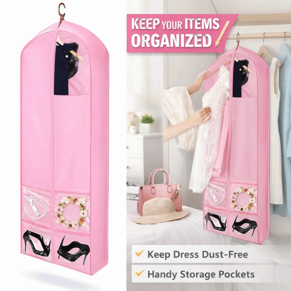 

Сумка для свадебного платья с расширенным дном, длинная, большого размера, для платьев невесты, розового цвета, складная, для путешествий и хранения