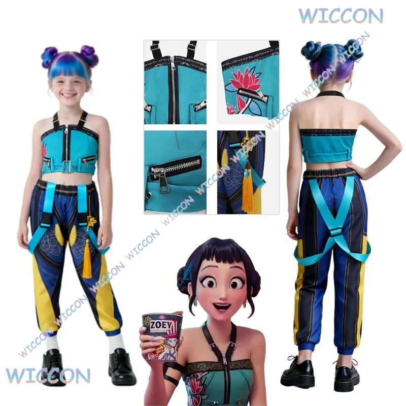 

YesOk/2025 Аниме KPop Охотники на демонов Зои Косплей Костюм Охотница Кольца Серьги Зои Детский костюм Парик Хэллоуин Вечеринка Женщины Девушки