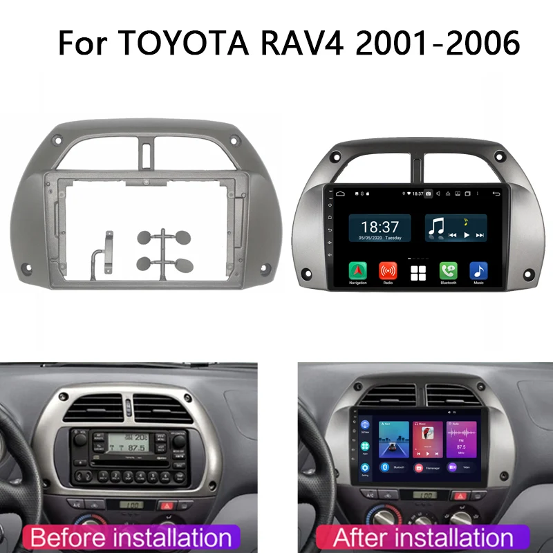 

9 inch Car Fascia Radio Panel for Toyota RAV4 Rav 4 2001 2002 -2006 Dash Kit Install Facia Console Bezel Adapter Plate Cover