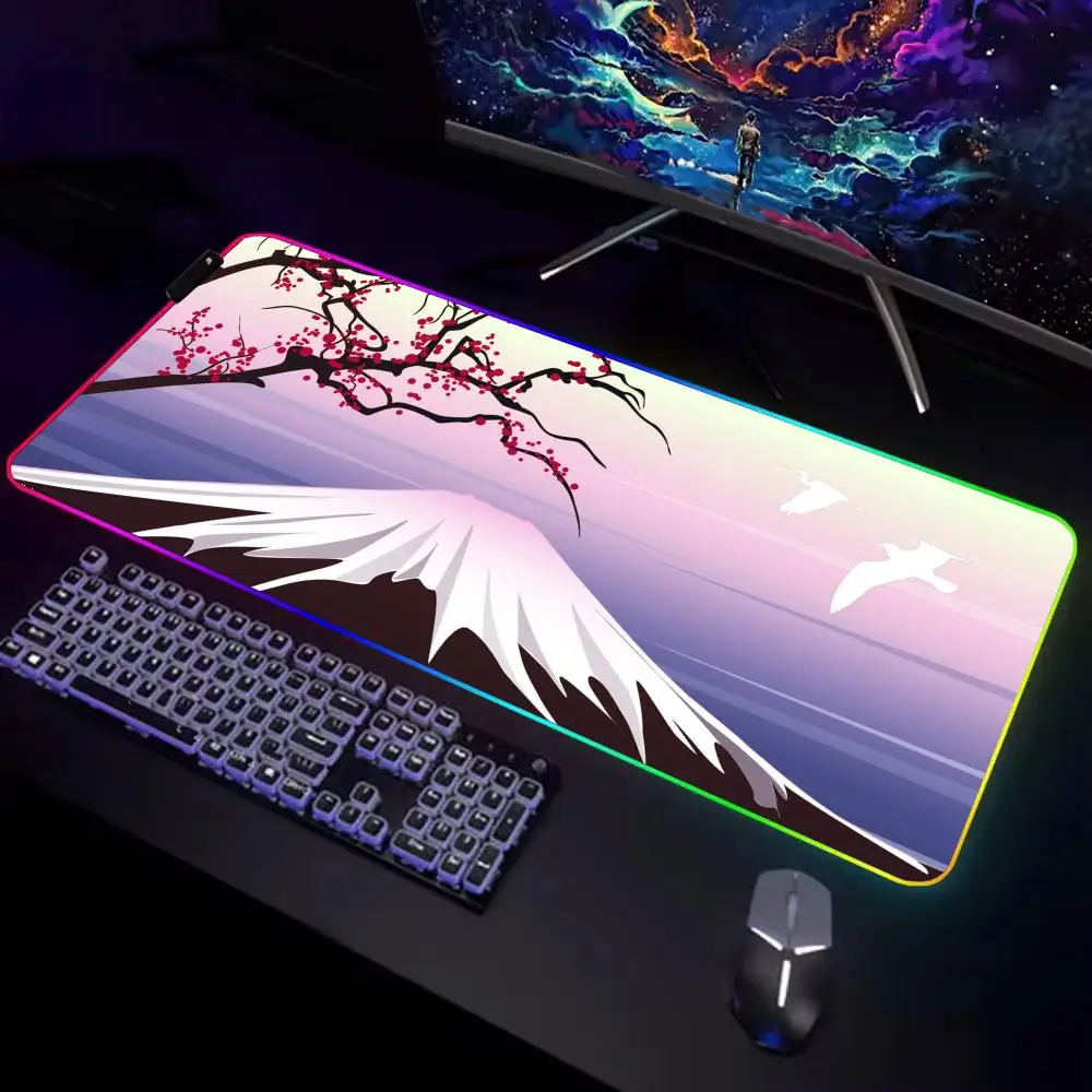 

Sakura Mouse Pad Gamer Rgb Desk Mat Back Light Led Mousepad Setup Gaming Accessories Deskmat Big Mousepepad Backlight