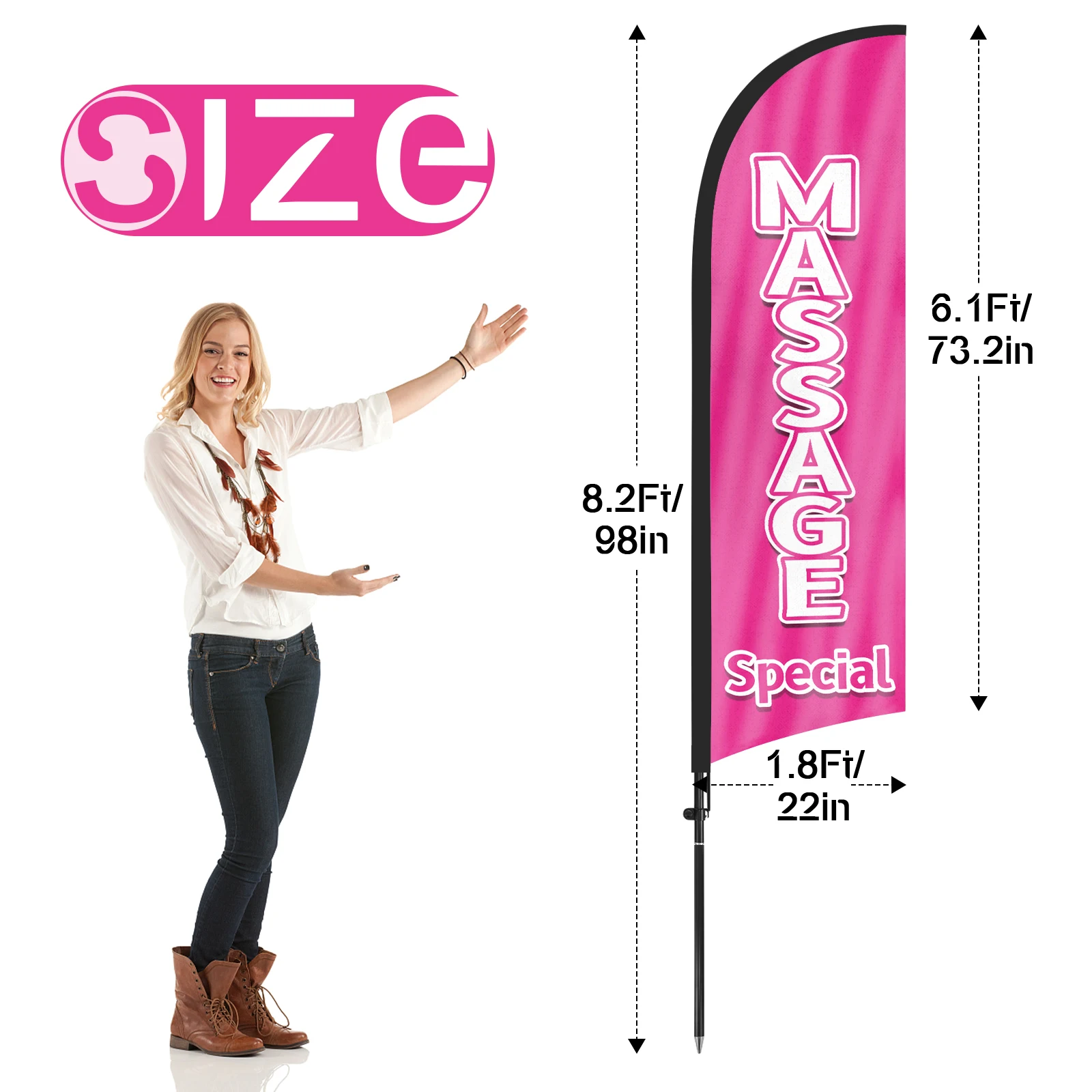 FSFLAG 1PCS 280CM The Massage Feather Flag with Flagpole Advertising Outdoor Banner Decoration for Business and Storefront