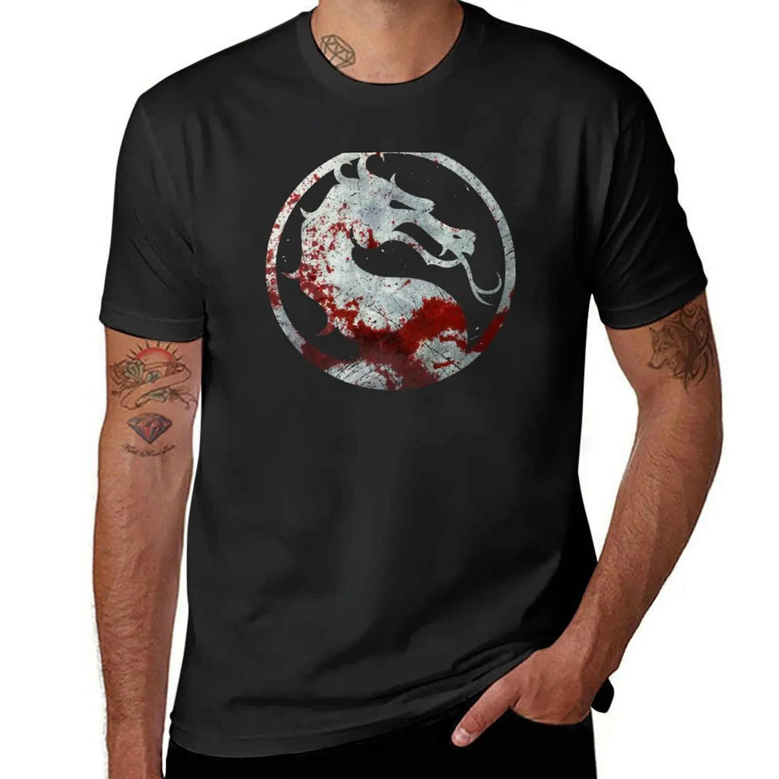 Mortal Kombat - Vintage Silver T-Shirt hippie clothes funnys plus sizes plain black t shirts men