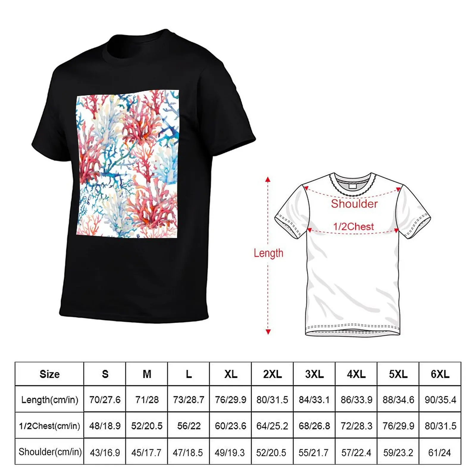 Coral pattern T-Shirt quick-drying Funny t-shirt mens plain t shirts