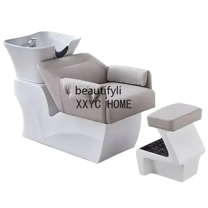 

Ceramic Basin Half Lying Shampoo Chair Hair Dedicated Stainless Steel Hairdressing Flushing Couch