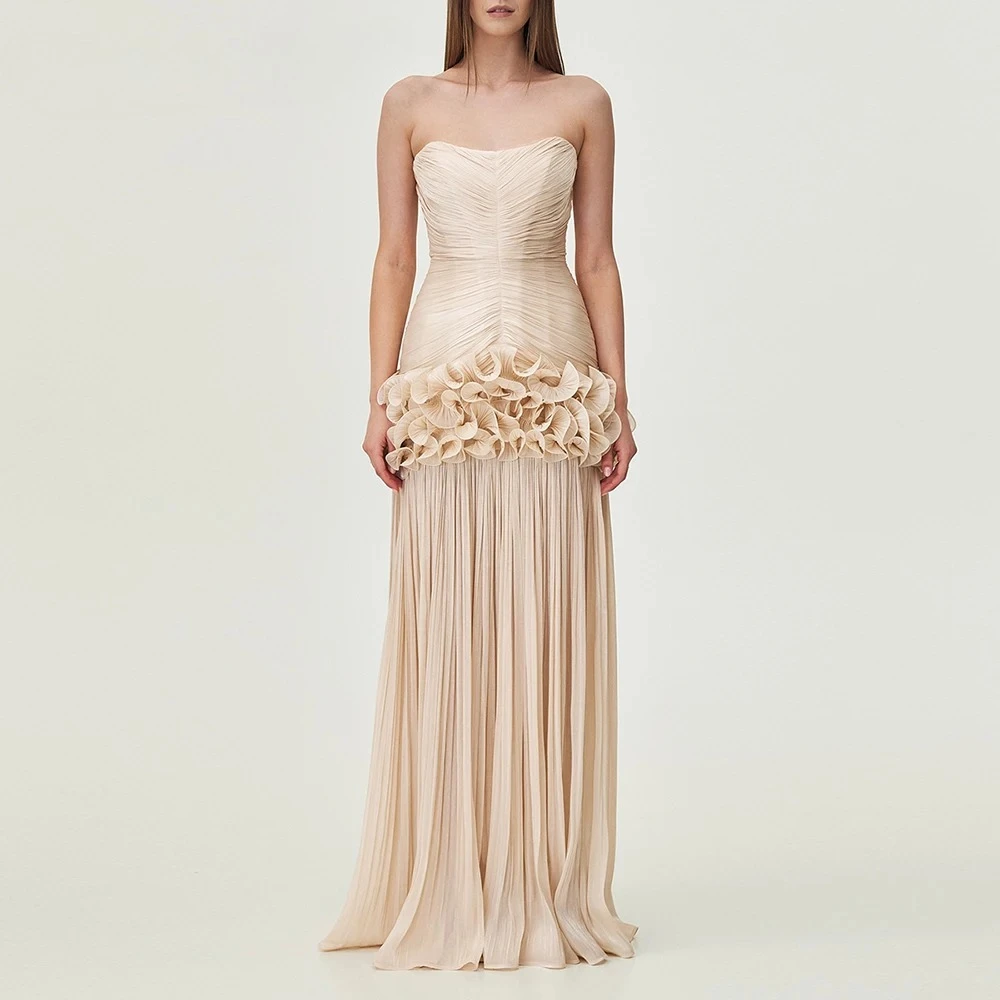 

TWOTWINSTYLE однотонные утягивающие платья с грибком для женщин, без бретелек, без рукавов, лоскутное платье миди со складками, женская одежда, новинка