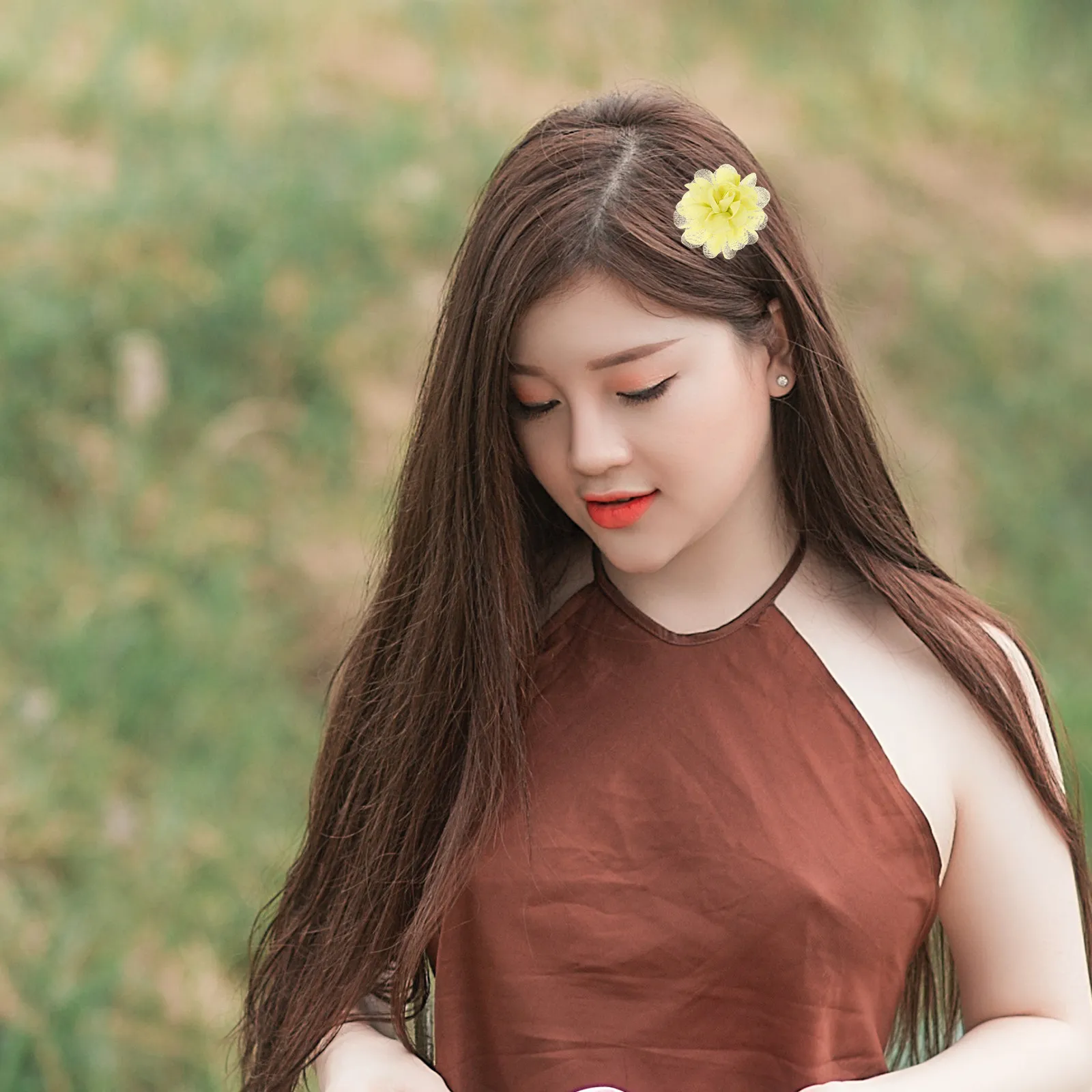 

20Pcs Flower Hair Clip Layered Sturdy Fabric Petals Floral Hairpins for Party Wedding Bridesmaid Kids Photo Performance