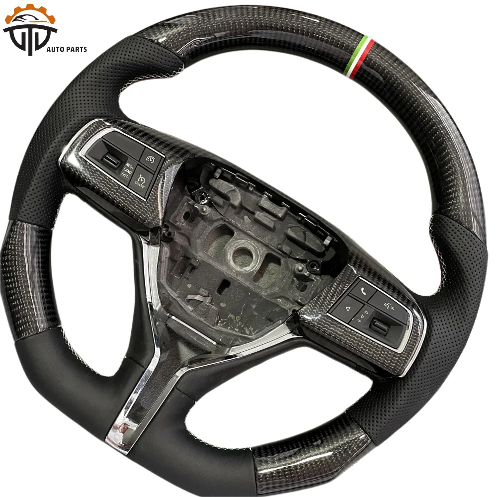 Car Accessories Glossy Carbon Fiber Steering Wheel With Perforated Leather For Maserati Ghibli