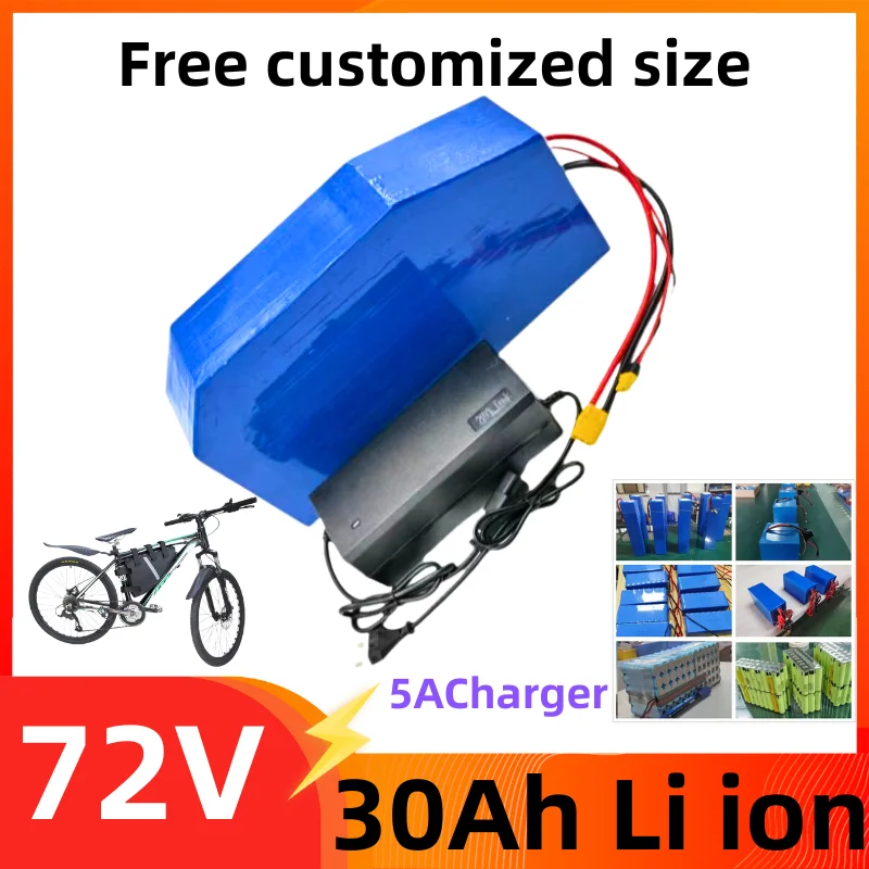 

XNYTriangle 72V 30Ah irregular Polygon Lithium ion battery with BMS for 72V 3000W 4000W Electric two three wheels +5A Charger