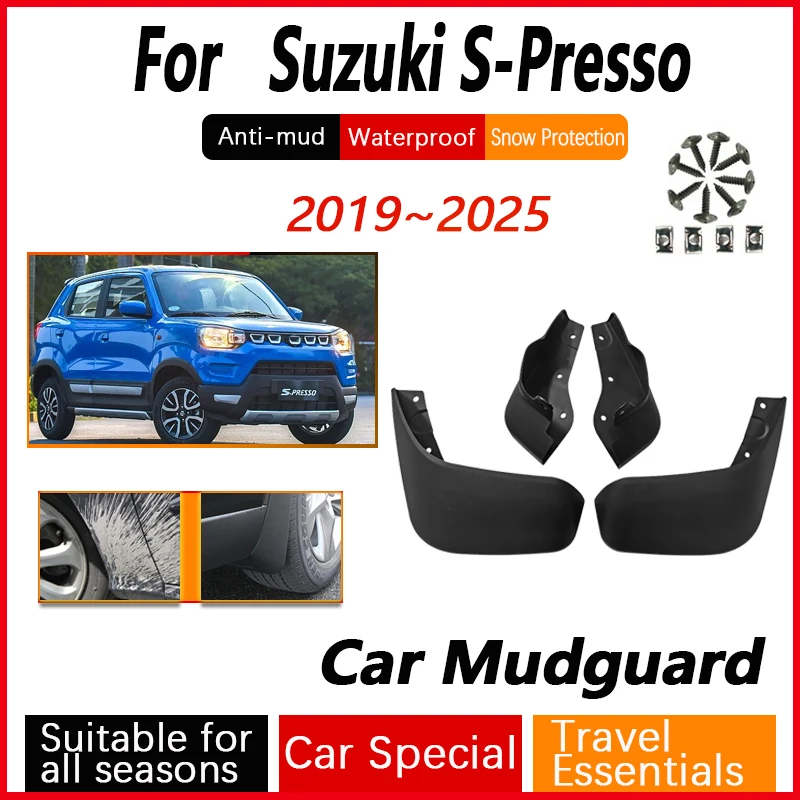 Car Mud Flaps For Suzuki S-Presso GLX 2019~2025 Auto Anti-scratch Fenders Antifreeze Mudguards Splash Mudflaps Cars Accessories