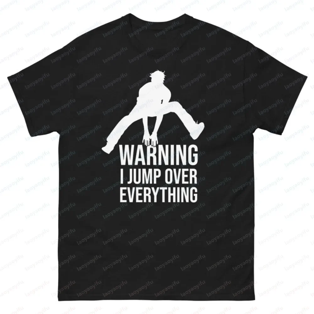 Jump Over Everything Obstacle Parkour Graphic Printed Man Tshirt Vintage Style Casual Fashion Loose Short Sleeve Harajuku Tees