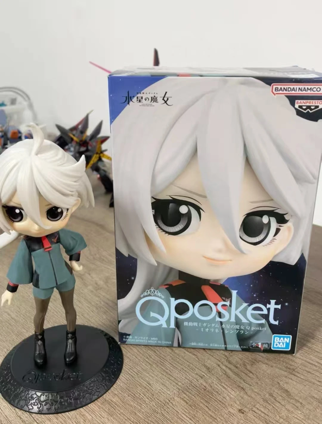 Original BANPRESTO Q Posket TMobile Suit Gundam THE WITCH FROM MERCURY MIORINE REMBRAN Anime Humanoid Decoration Toys