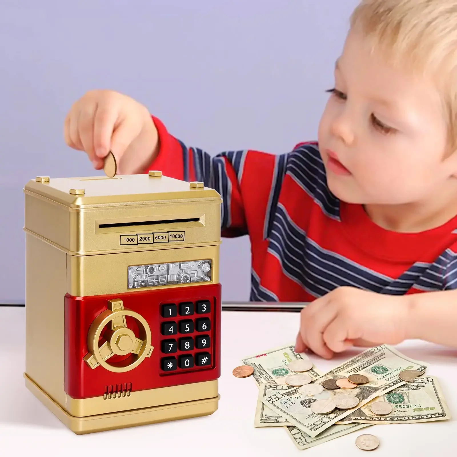 Child Gift Electronic Password Money Box Coins Cash Saving Money Box Counter Code Key Lock Piggy Bank Automatic Mini Safe