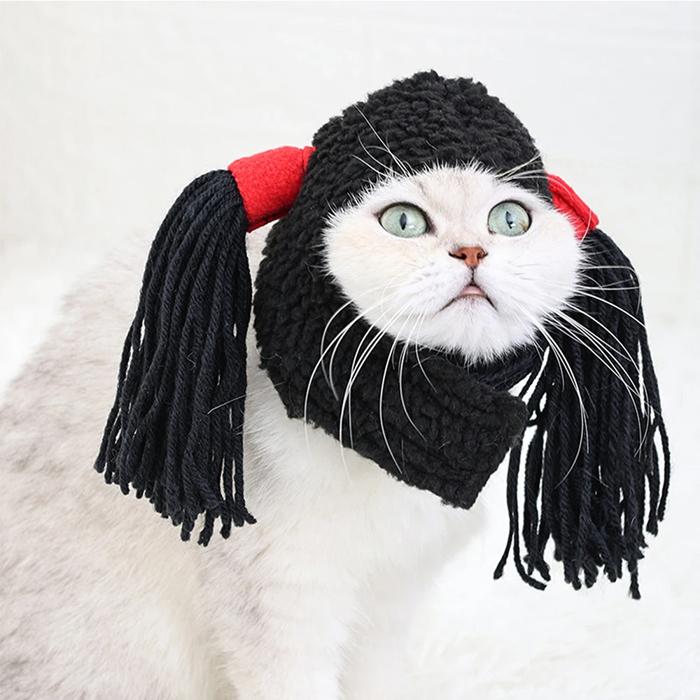 

Cat Wig Headgear Funny Cute Little Hat Dress Up Party Double Ponytail Halloween Cat Dress Up Pet Costume