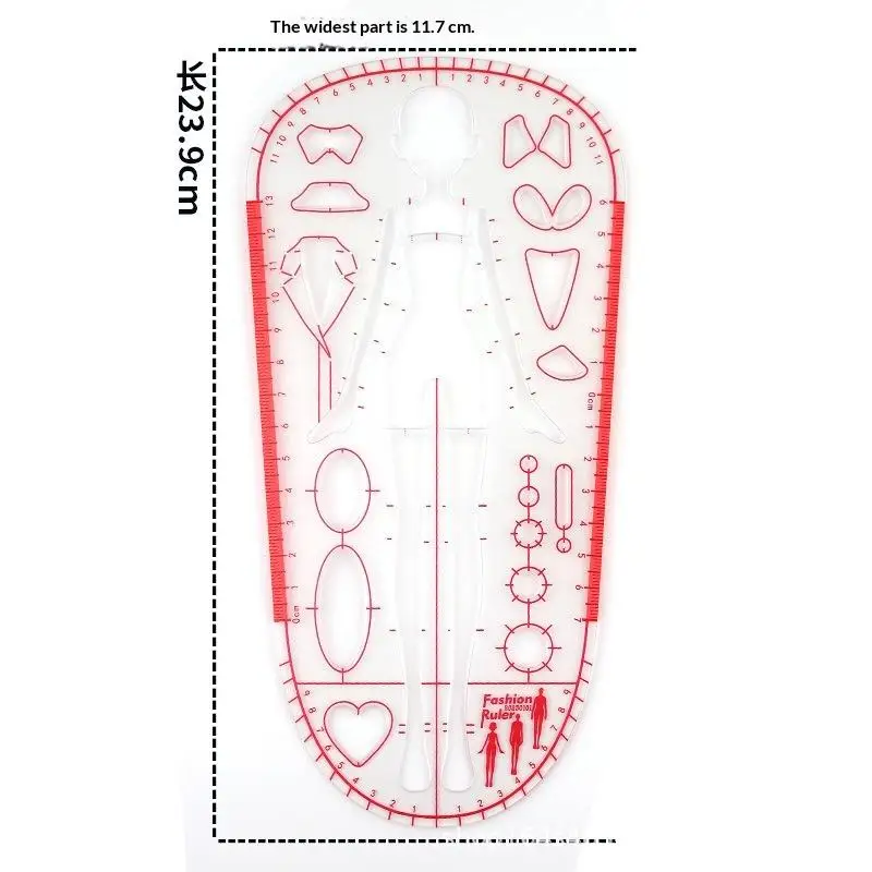 NEW 1Pcs Clear Illustration DIY Quilting Clothing Design Rulers Fashion Drawing Template Ruler For Drafting Clothing Designers