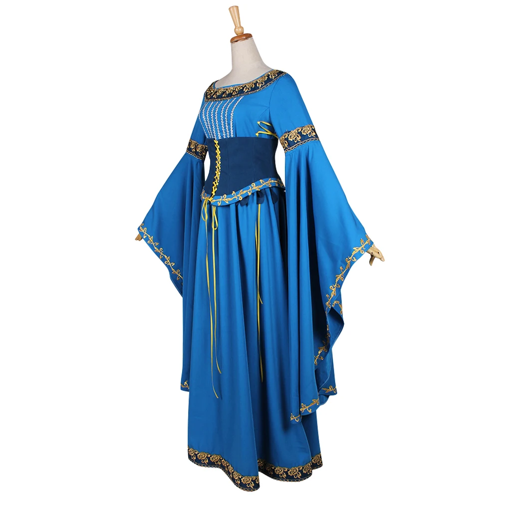 Galadriel Cosplay Costume Dress Elf Queen Dress Victorian Blue Ball Gown \