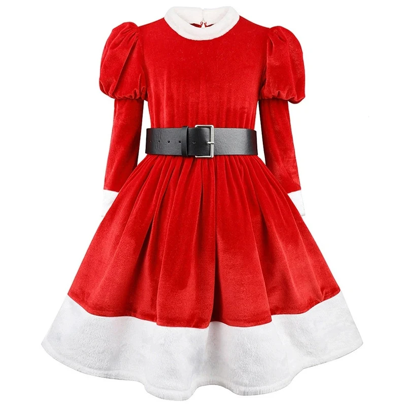 الخريف الشتاء المخملية فستان الجوارب قبعة 3 قطعة مجموعات للأطفال سانتا كلوز تأثيري ازياء فستان السنة الجديدة للفتيات فساتين الحفلات