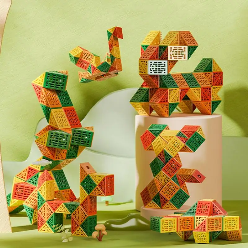

Snake Puzzle Toys Twist Puzzle Ruller Changeable Toy Fine Motor Skills Toys Hollowed-Out Puzzle For Bedroom Camping Living Room