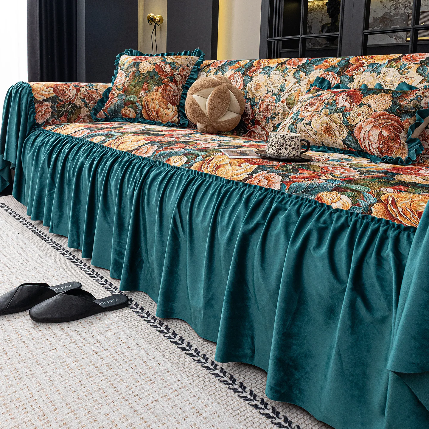 French Luxury Sofa Cover Full Coverage Universal Stretch Couch Slipcover Elegant Backrest Protector