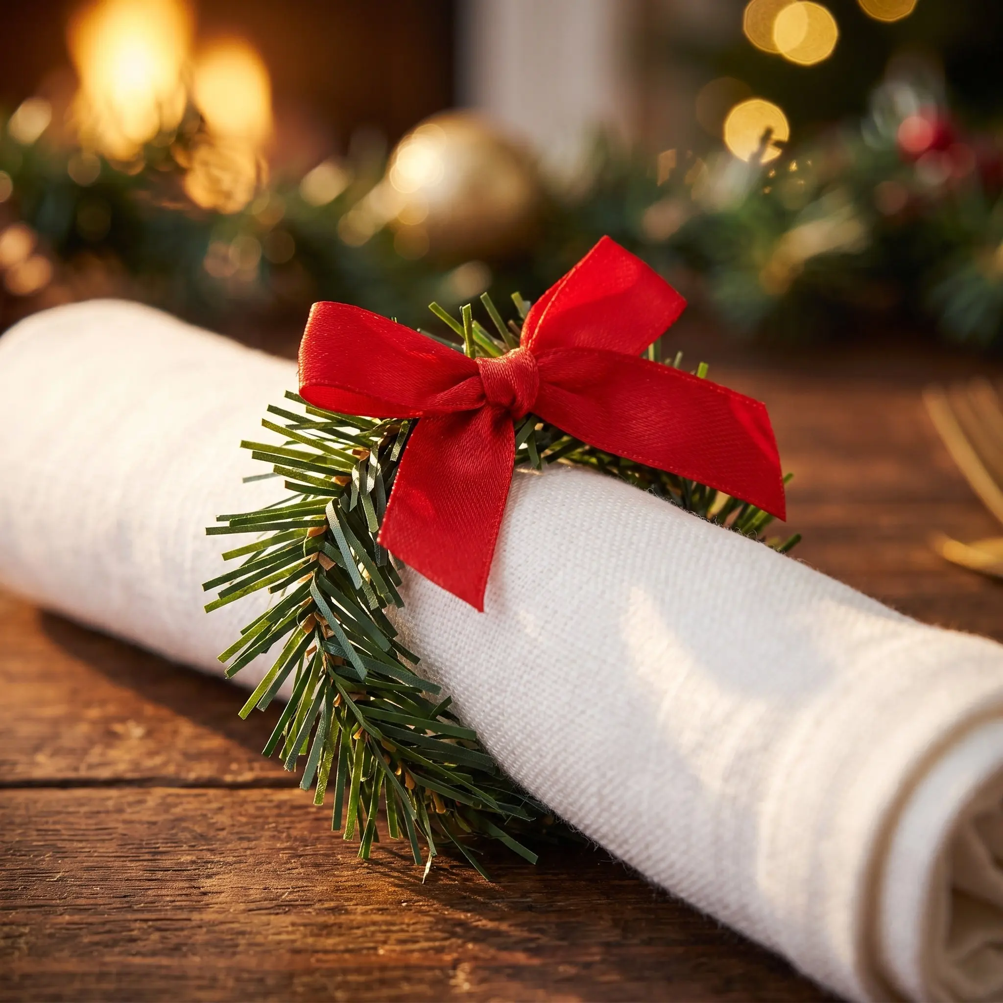 5/10/20pcs Mini Christmas Wreath Napkin Rings Red Berry Pine Needle Napkin Buckles Wedding Table Decoration