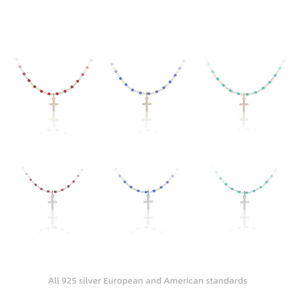 

Korean 925 Sterling Silver S-Shaped Necklace, Colorful Irregular Design, Minimalist Niche Collarbone Chain