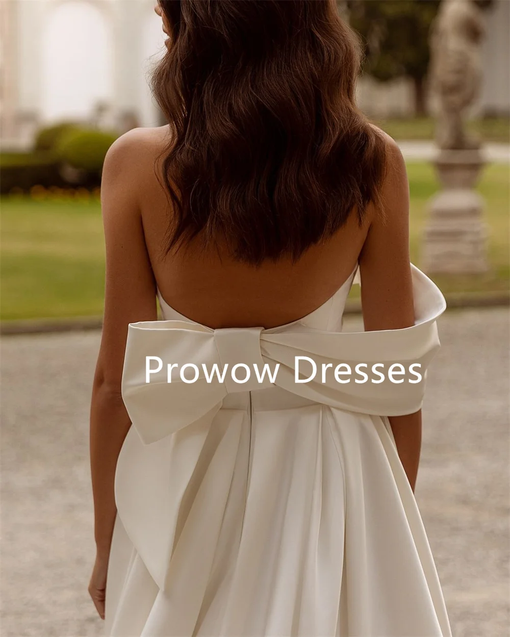 Prowow-Robe de mariée élégante ivoire ligne A, une initiée, longueur au sol, patients, robe plissée, satin, train de balayage, personnalisé, 2025